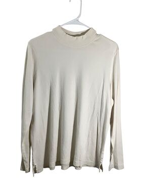 Peruvian Connection Cream Mock-Neck Pima Long Sleeve Top